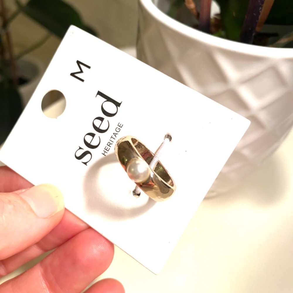 Seed gold ring with pearl - Picture 2 of 3